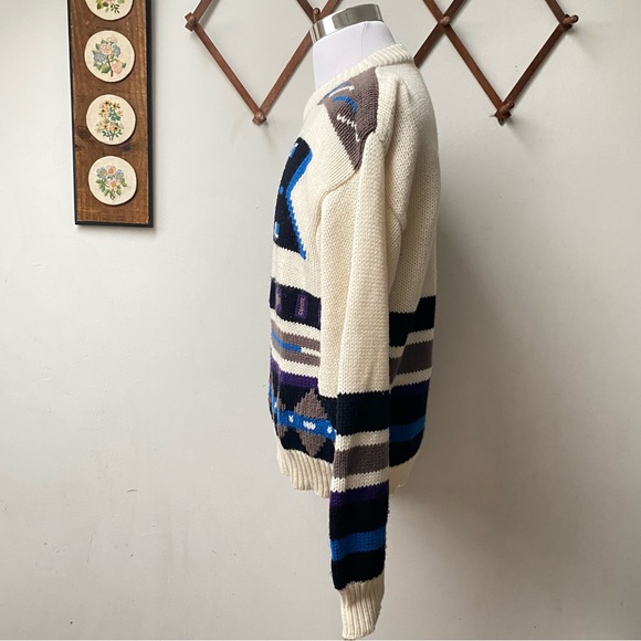 Vintage 1980s Navajo Southwestern Aztec Knit Sweater - Picture 10 of 15